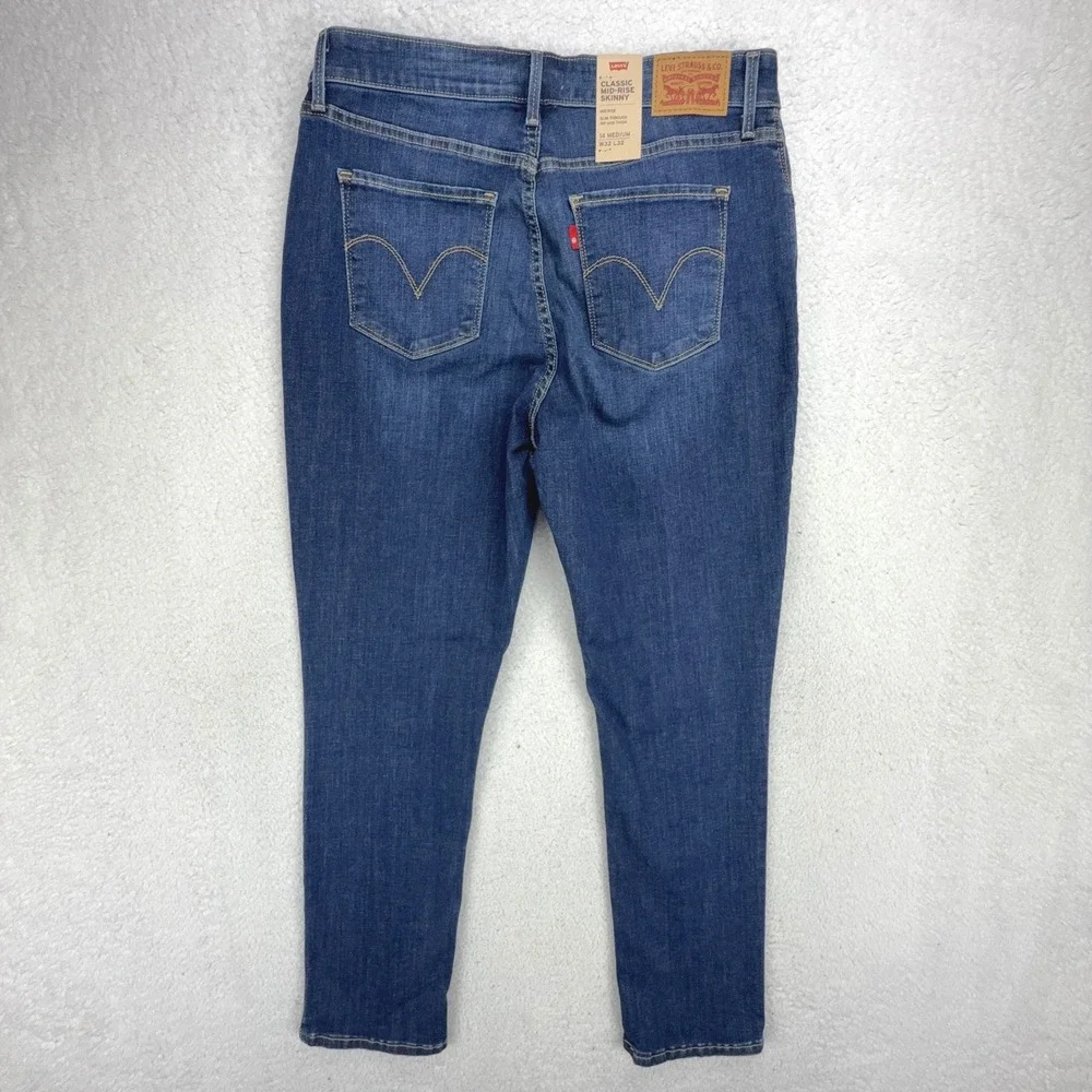 Levis Classic Mid-Rise Skinny Jeans Women 14 Medium W32 L32 Blue Denim 585750166 - Picture 3 of 9
